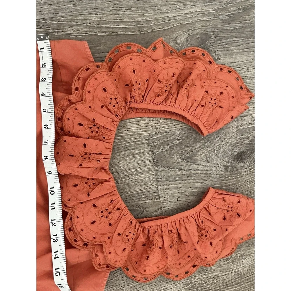 Women’s Rust Eyelet Ruffle Off-Shoulder Top - Picture 6 of 7